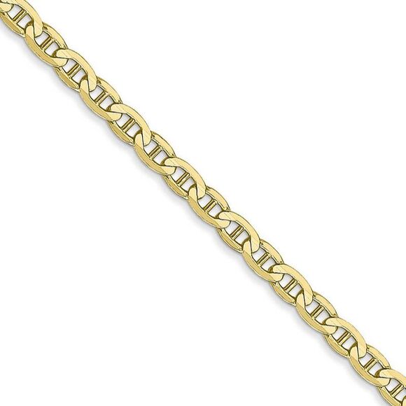 10k Yellow Gold 3mm Solid Concave Anchor Chain Necklace 20 Inch